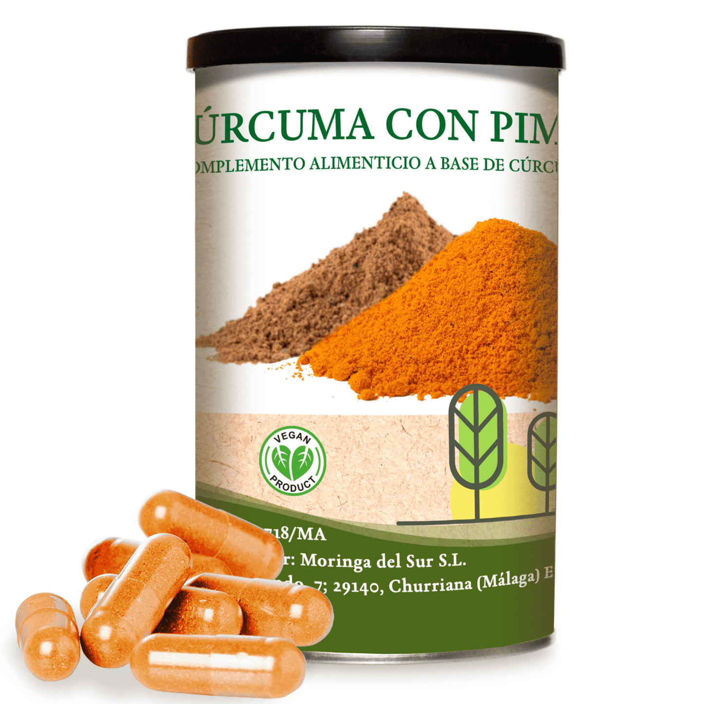 Cúrcuma con pimienta negra orgánica BeNatury 300 cápsulas antiinflamatorio