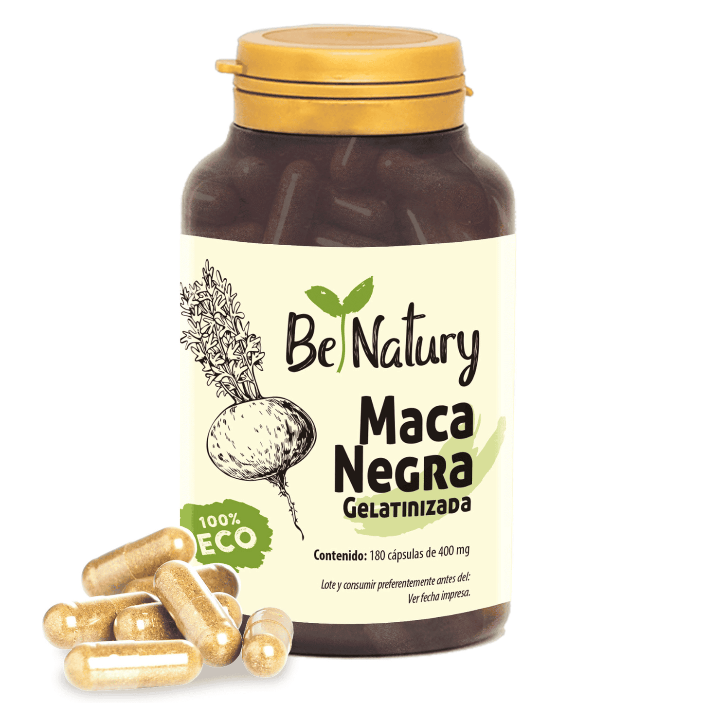 Maca negra ecológica BeNatury cápsulas energía vitalidad suplemento bio